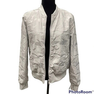 NWT Blanc Noir CAMO REVERSIBLE BOMBER Light gray camo